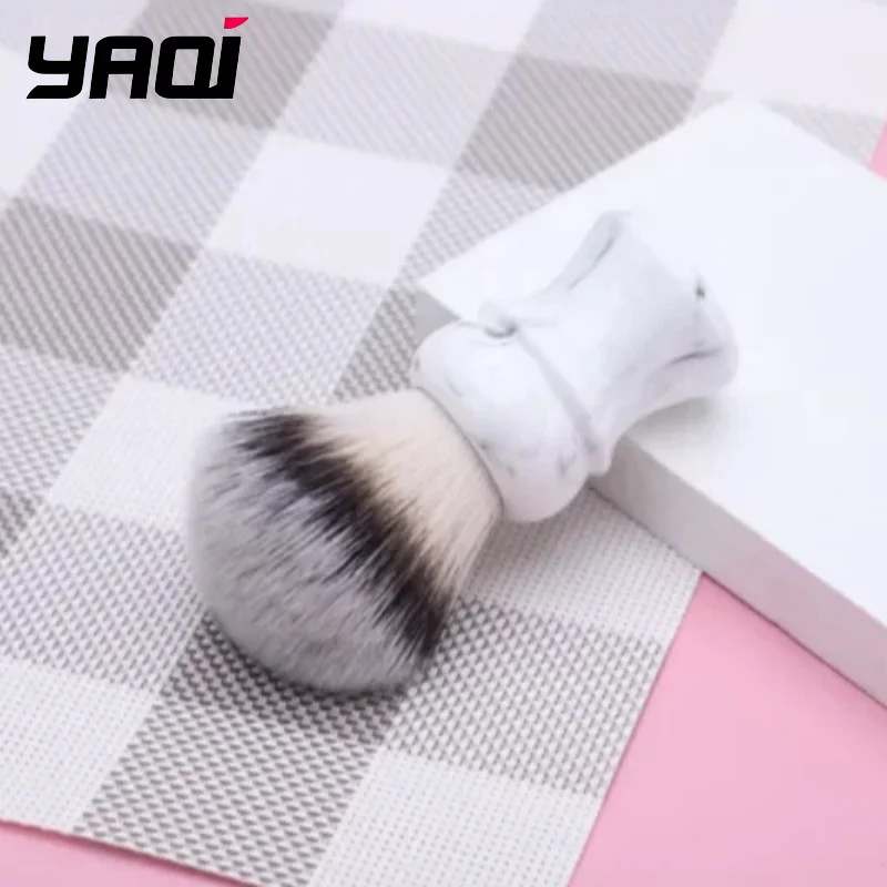 2026 Flash Sale！YAQI Everest 24mm White Marble Synthetic Hair Travel Shaving Brush Mens Shavers Brushes