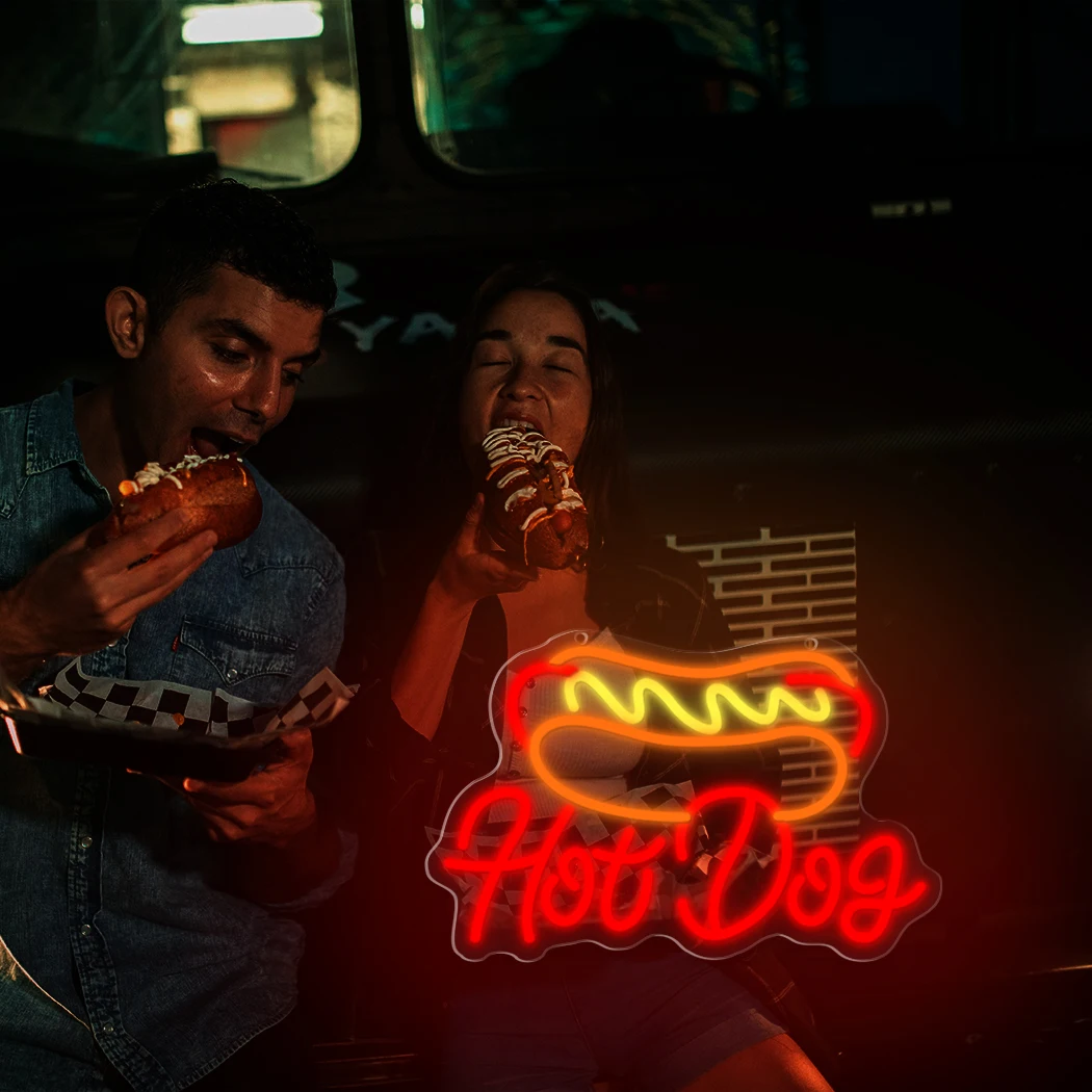 هوت دوج السوبر مشرق 5 فولت LED النيون تسجيل مطعم الوجبات السريعة متجر الحفلات المطبخ ديكور الحائط ضوء الليل هدية فريدة من نوعها #5