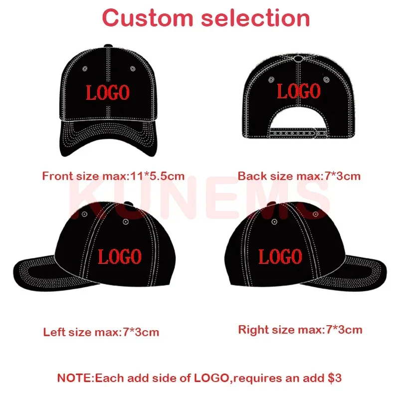 KUNEMS Custom Embroidery Baseball Caps Corduroy Solid Color Cap for Women and Men DIY LOGO Design Print Hats Unisex Wholesale