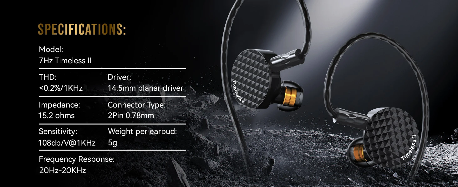 7 Hz Timeless II verbesserte 14,5 mm planare magnetische Treiber IEM Hifi kabelgebundene Ohrhörer mit abstimmbarer Düse 7N OCC-Kabel – Detail 6