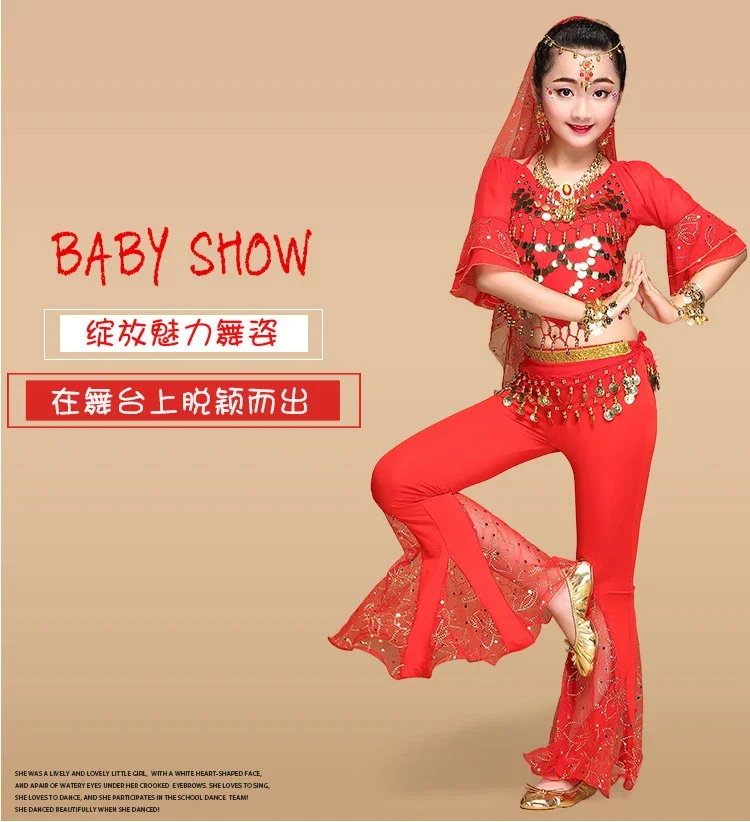 Suit Children Performance Girls Oriental Indian Dancing Clothes The New Fashion Garment Sleeve Flareed Trousers In Belly Dance