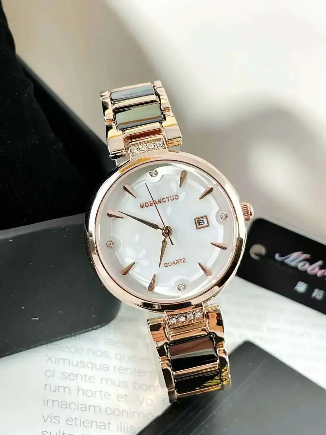 Women Quartz Watch Luxury Calendar Orologio Rose Gold Sliver White Ceramic Clock Stainless Steel Band Reloj Ladies Wristwatch