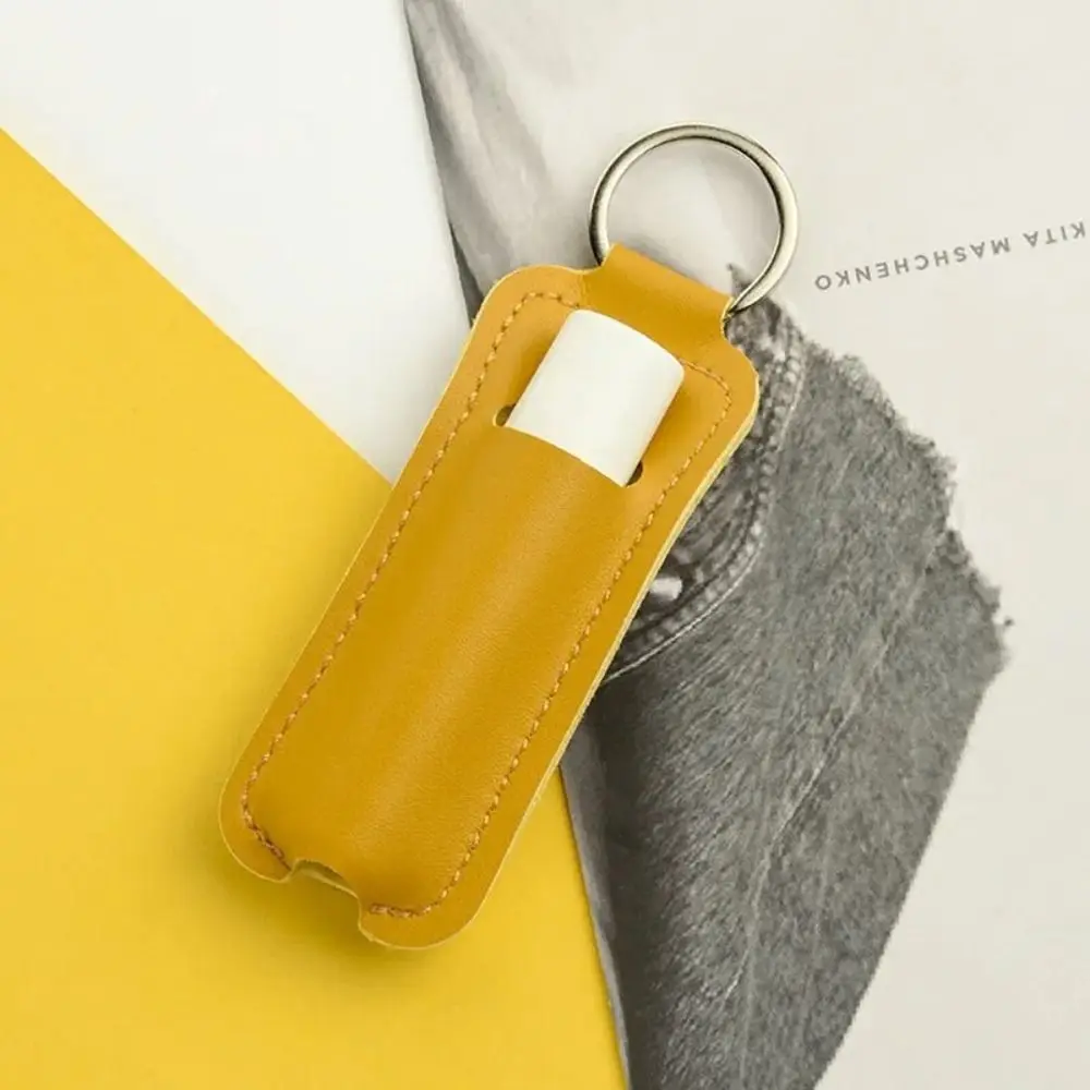 Outdoor Keychain Lipstick Bag PU Leather Mini Lip Balm Holder Multifunctional Portable Makeup Lipstick Holder Women