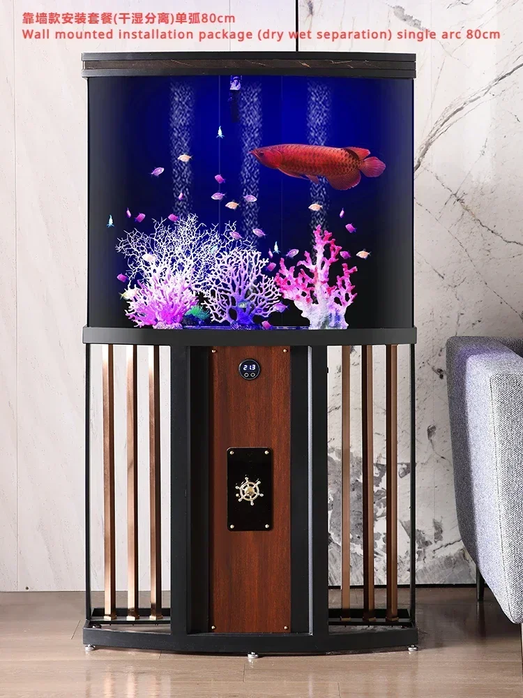 Screen Fish Tank Large Hallway Change Water Acrylic Bottom Filter Fish Tank Wall Home