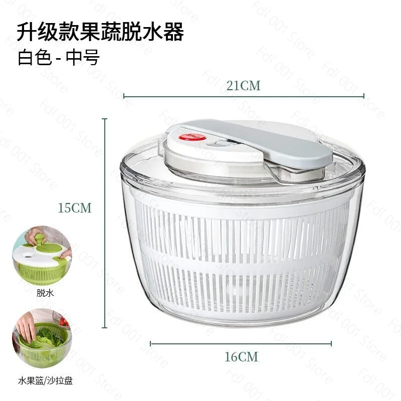Manual Vegetable & Fruit Dehydrator, Multifunctional Salad Dryer with Drain Basin