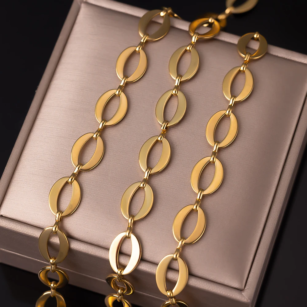 1 metro in acciaio inossidabile placcato oro collane cubane catena 10x14mm lettera O collegamento per braccialetti fai da te gioielli artigianali che fanno forniture