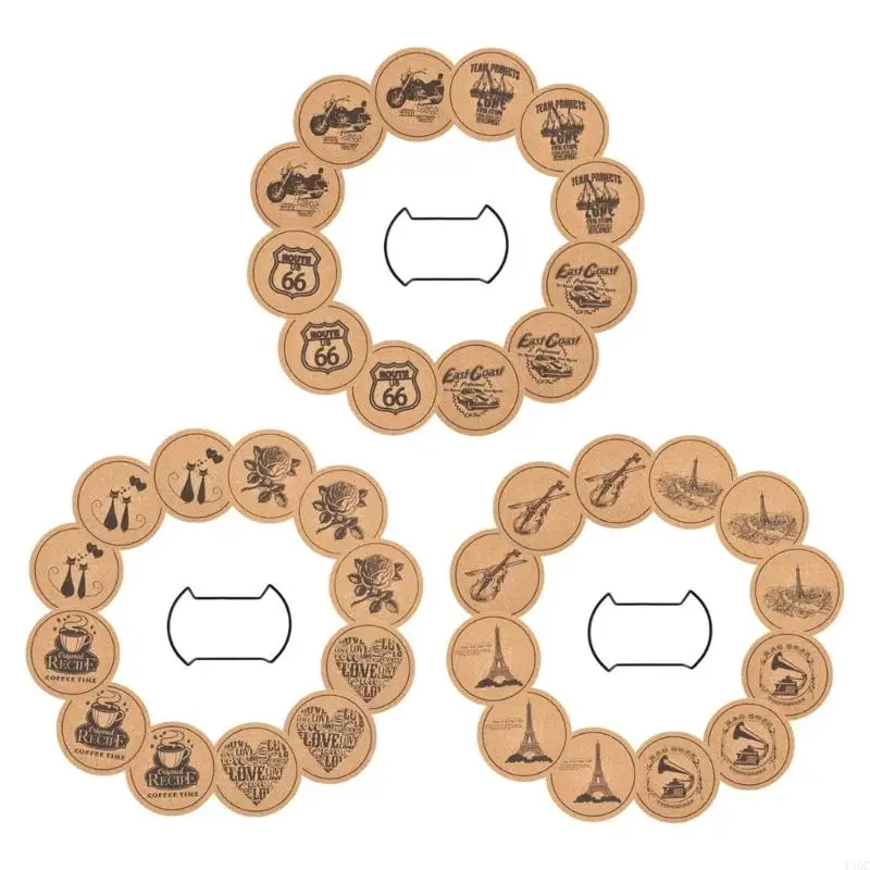 

12Pieces Vintage Wooden Coasters Waterproof Heatproof For Homes Kitchen Office Y4QC