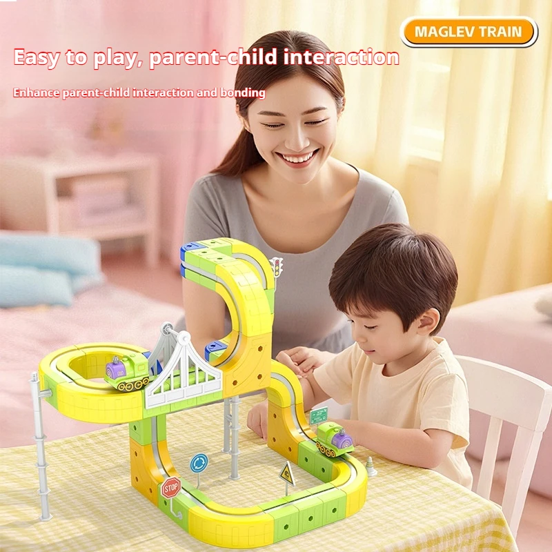 Cubo versátil magnético, trem pequeno elétrico, trilho de alta velocidade, carro magnético, montagem diy, brinquedo, presentes de festival para crianças