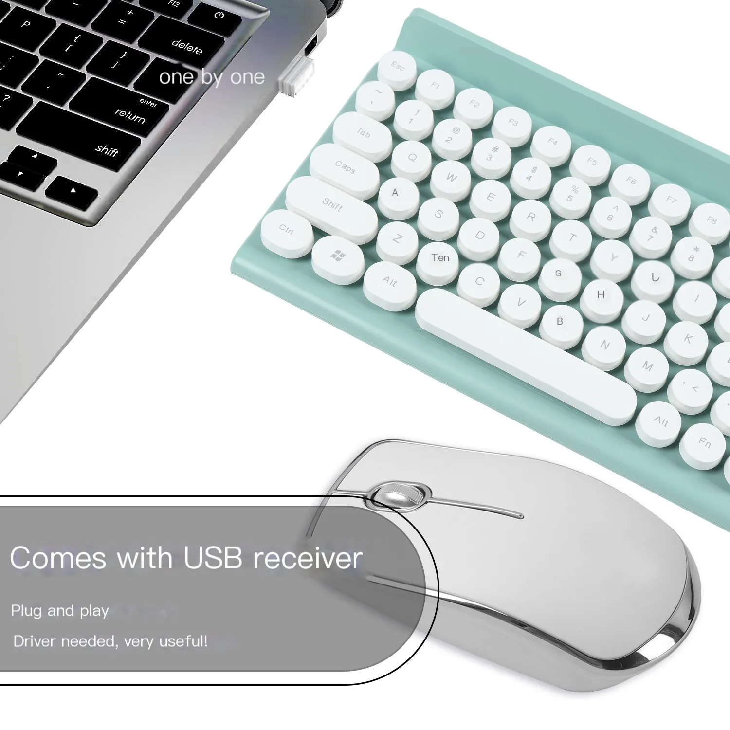 2.4G Rechargeable Fashionable  Convenient  Wireless Silent Keyboard combo And Mouse Set For PC Mac Laptop Tablet Keycaps 104 Key