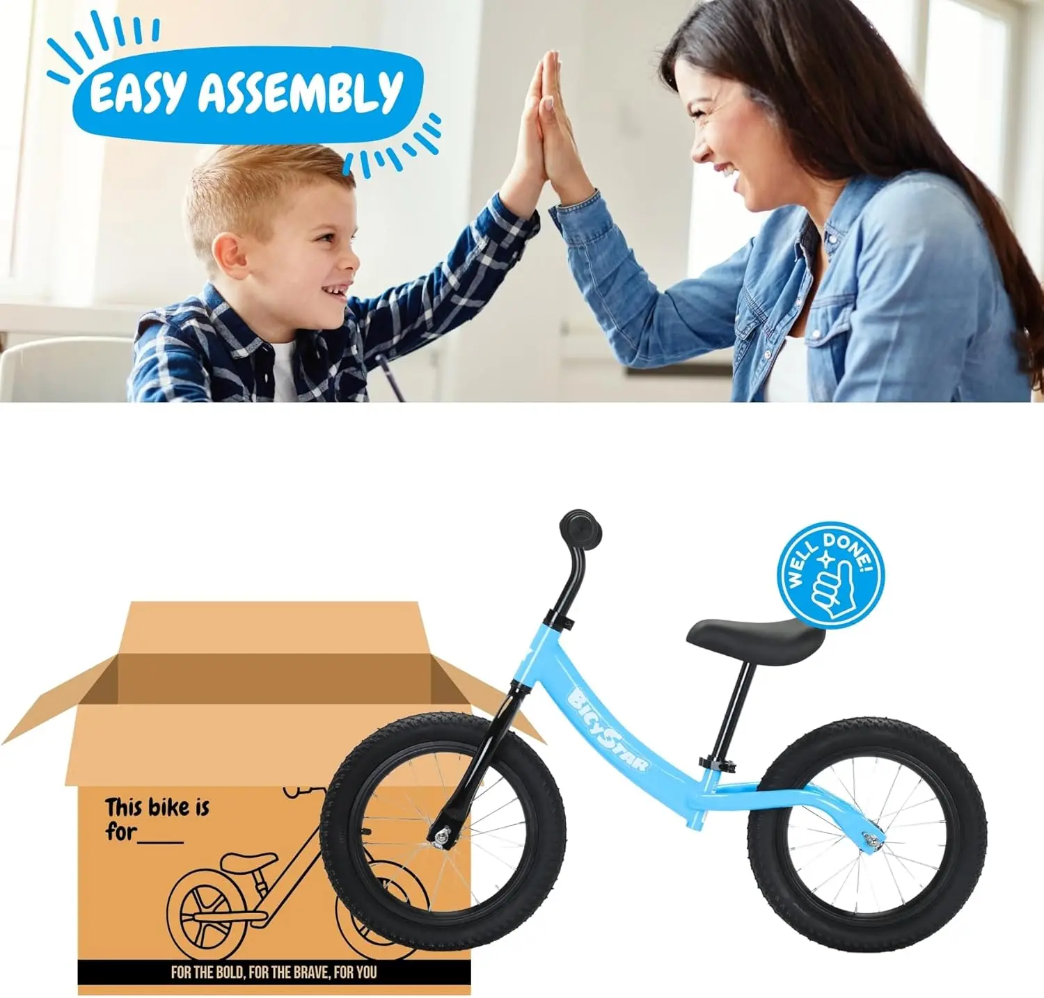14 Inch Balance Bike for Kids 3-7 Year Old, Kids Bike with No Pedals, Air Rubber Tires, Adjustable Height, Foot Rest, Pedalless