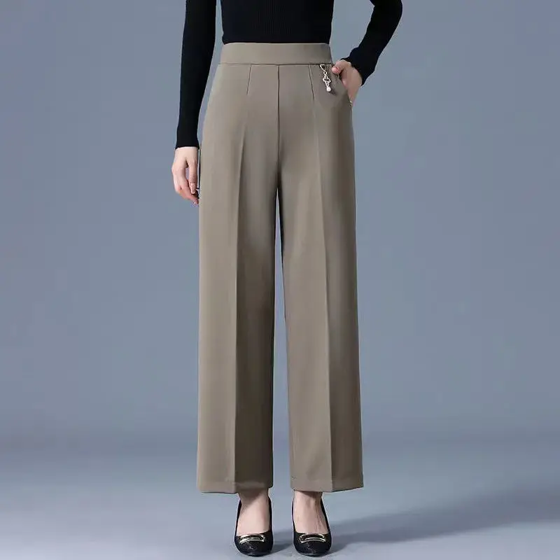 

Women's Autumn Winter Fashion Elegant High Waist Solid Color Casual Versatile Western Commuting Straight Leg Comfortable Pants