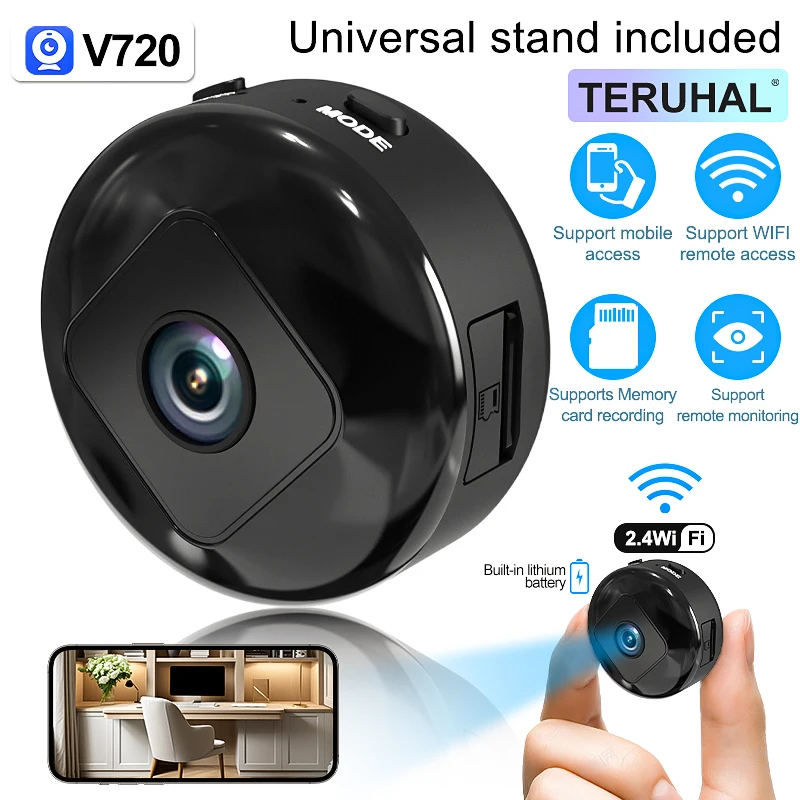 

HD Mini Home Surveillance Camera with Remote Monitoring Mobile Access Storage Card Video Recording Support