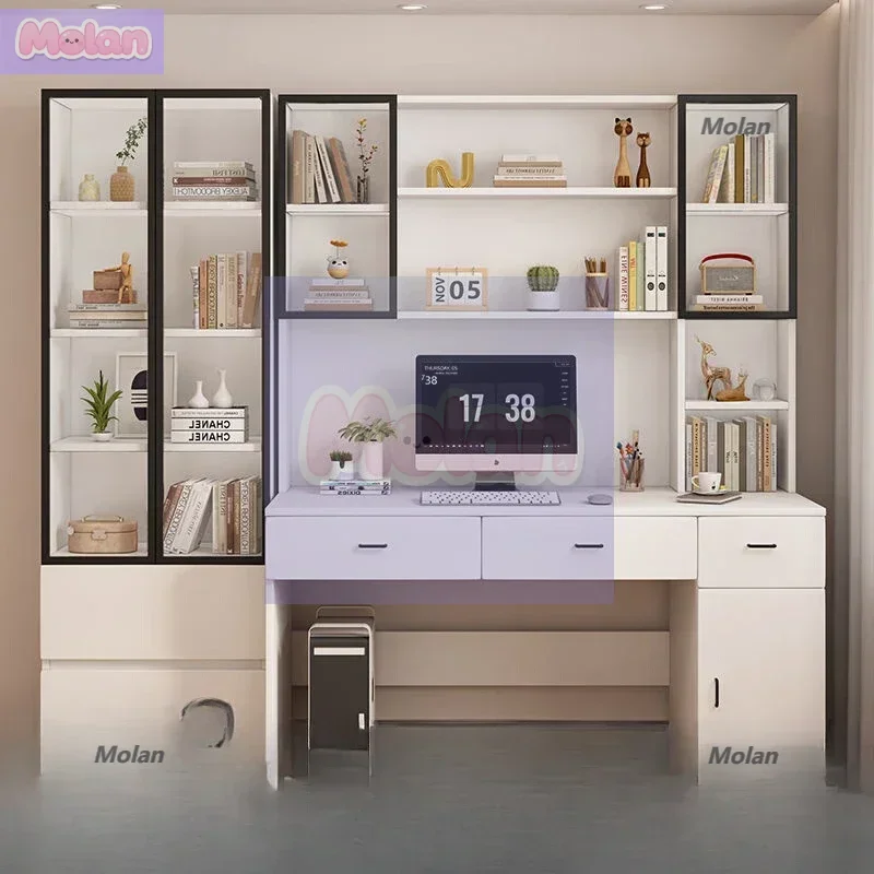 

Solid wood thickened desk integrated household small apartment bedroom combination children's student writing computer desk