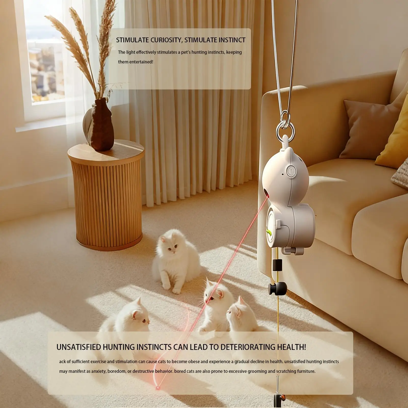 

Automatic Cat Toy Motion Activated Automatic Rechargeable Cat Enrichment Toys With Teaser Wand For Kittens Small Large Indoor