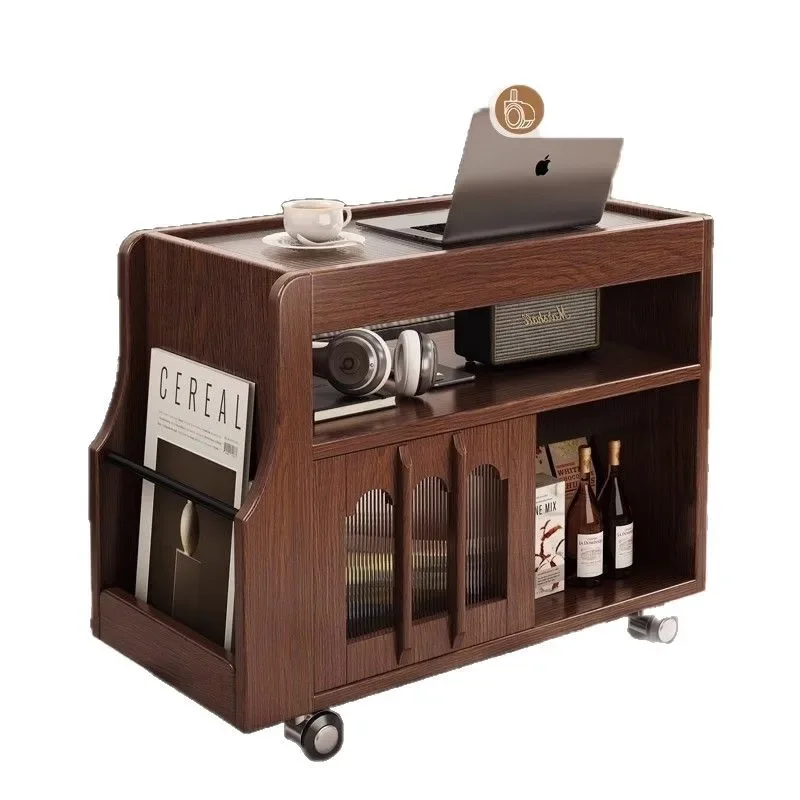 

Coffee table, movable, living room, snack trolley, small apartment, sofa side table, shelf, with wheels