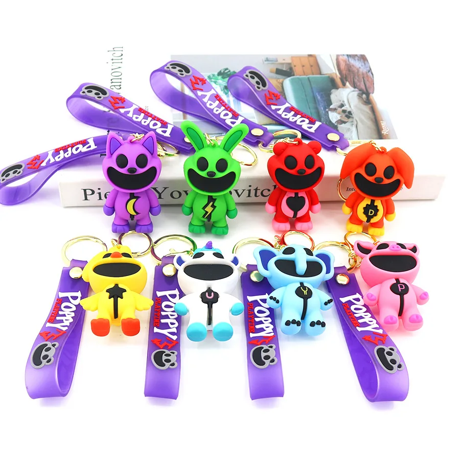 Cartoon Smiling Critters keychain Game Hopscotch Catnap Bearhug Key Chain For Men Women Backpack Pendant Keychain Gift for Kids