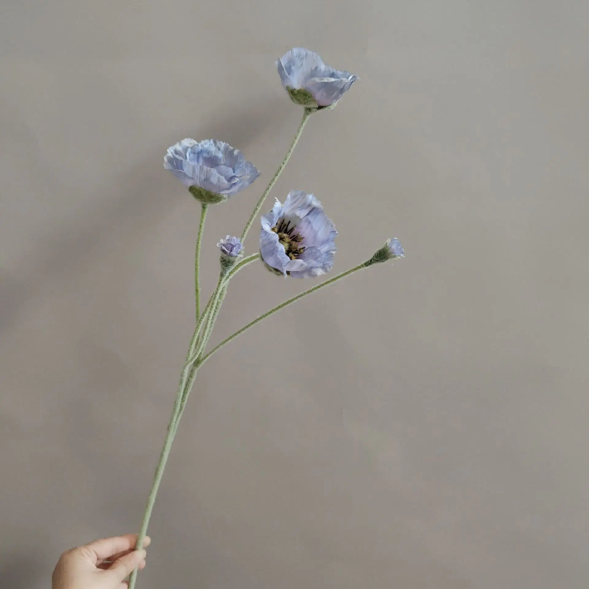 5 Stück künstliche beflockte Mohnblumen für Heimdekoration, Seidenmohn, Brautstrauß, Hochzeitsdekoration, Party, künstliche Blumenarrangements – Detail 14