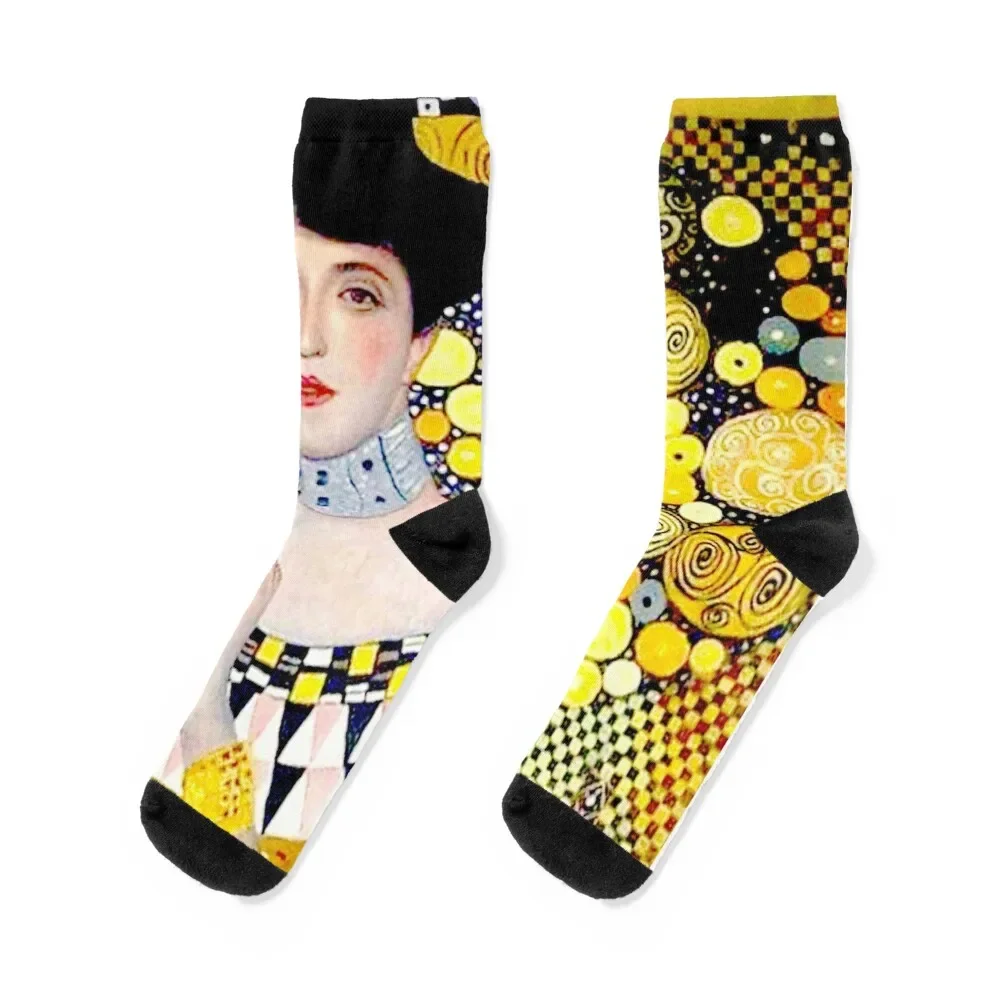 Klimt: Vintage 1906 Adele Bloch Bauer Lady in Gold potret cetak kaus kaki sepak bola Non-slip lari kaus kaki wanita pria