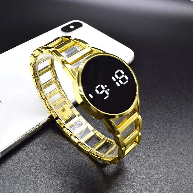Women's Wristwatch Stainless Steel Analog Alloy Electronic Wrist Watch Fashion Touch LED Quartz Wristwatches Clock For Women