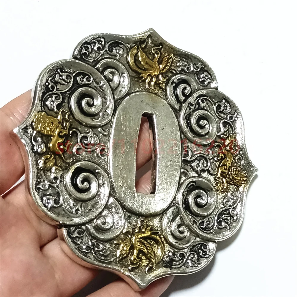 Phoenix Copper Brass Tsuba Handguard Gold Silver Plating Guard For Japanese Japan Samurai Katana Sword Fittings Accessory Parts