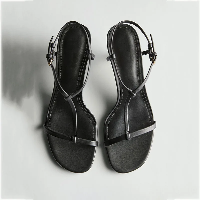 

Withered Minimalist Elegant Open Toed High Heels Sandals Summer Casual One Belt Buckle High Heels Commuting Leather Shoes Woman