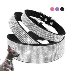 Collar de cuero con diamantes de imitación para perro y gato, correa de paseo para mascotas pequeñas y medianas, Chihuahua, Pug y Yorkie