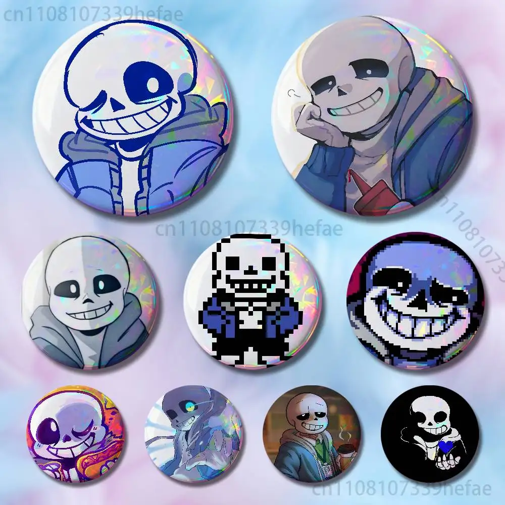 U-UndertaleS Sans 32mm 58mm 75mm 44mm 25mm Anime Badges Brooches DIY Pins Decorations Birthday Valentine Gifts