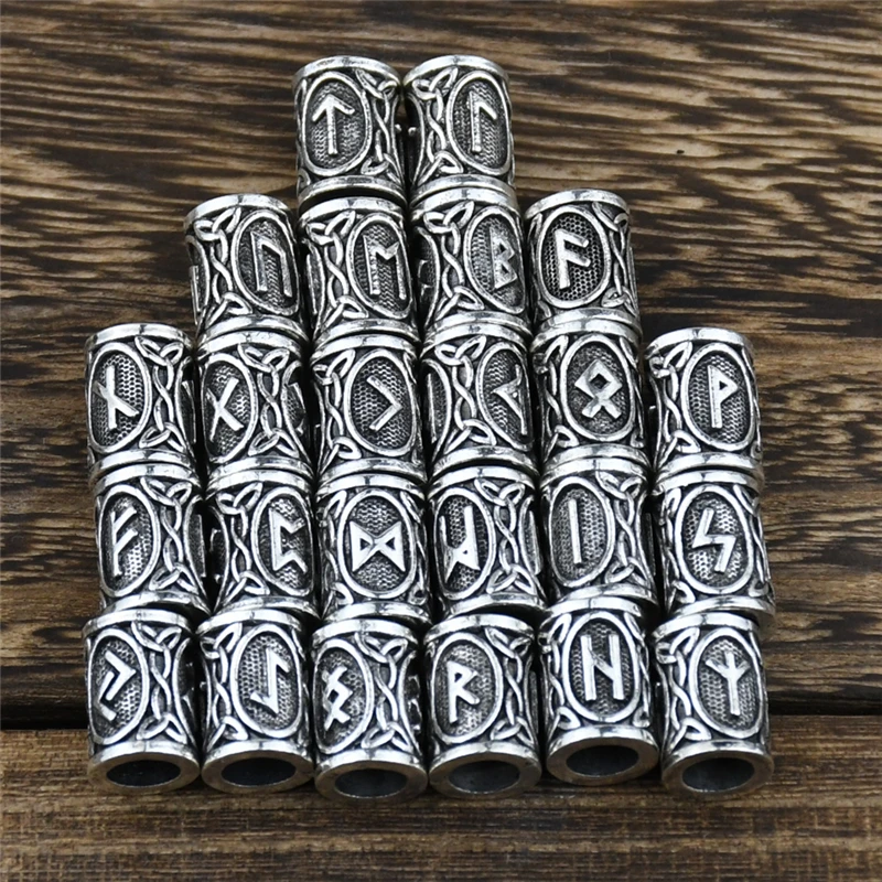 24pcs Viking Rune Beard Beads Viking Hair Rune Beads For Jewelry ON Sale