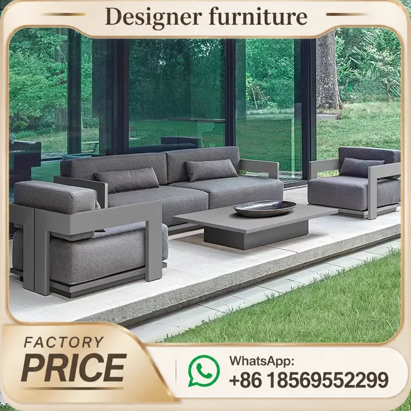 Teak Aluminum Patio Furniture Set Outdoor Garden Balcony All Weather Waterproof Sunscreen Leisure Courtyard Chairs Table