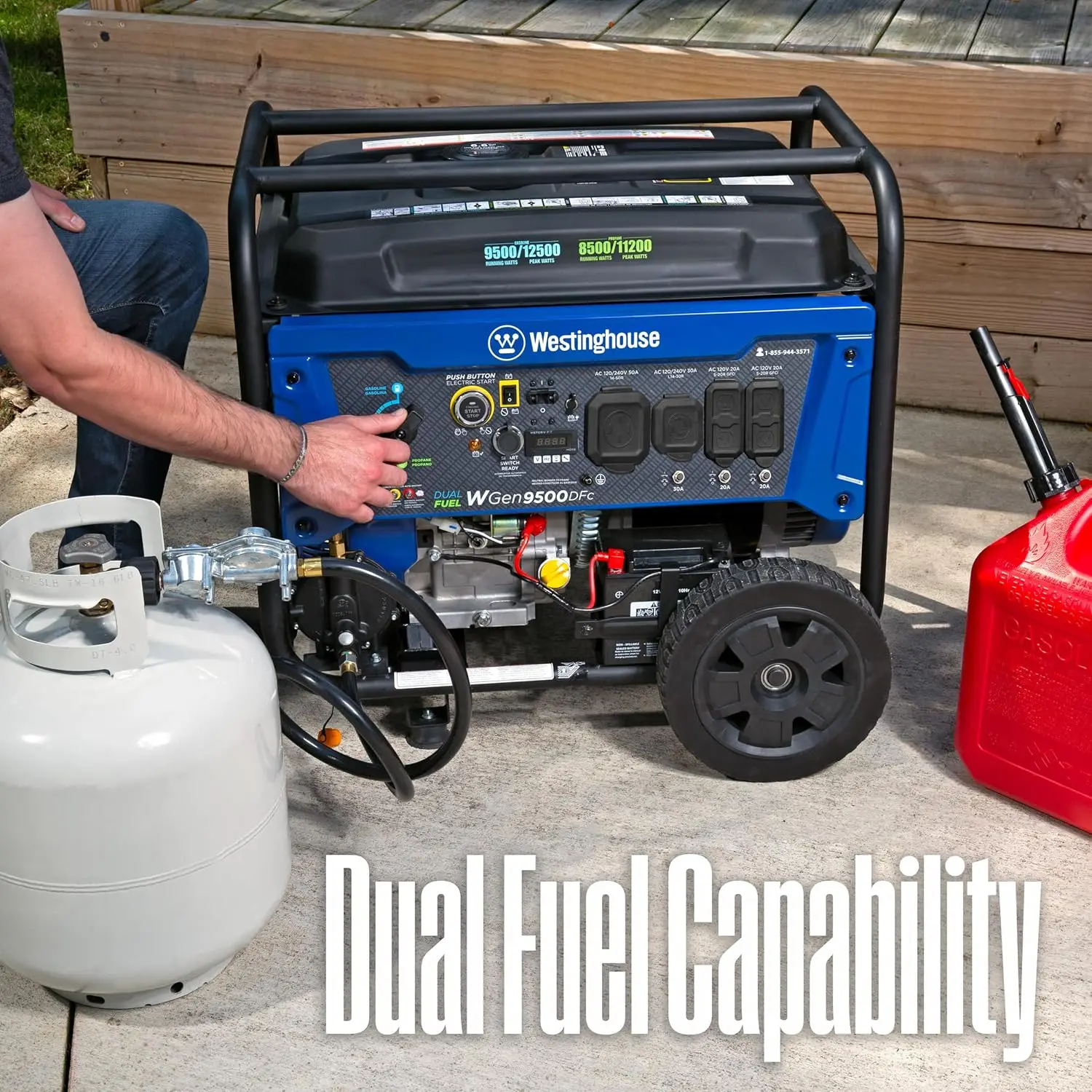 

12500 Peak Watt Home Backup Portable Generator, Remote Electric Start with Auto Choke, Transfer Switch Ready, Gas Powered