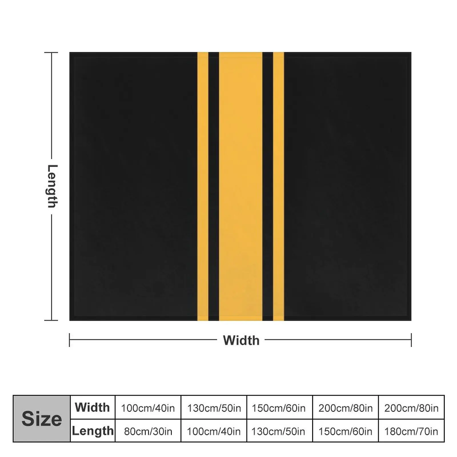 Black & Yellow Vertical Power Stripe Throw Blanket Loose Soft Big Plaid on the sofa Blankets