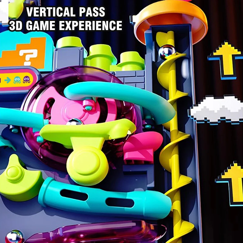 Educational Kids Track Adventure Game Multi-Layer Track Crossing Board Game Rail Rolling Ball Model Interactive Toy for Children