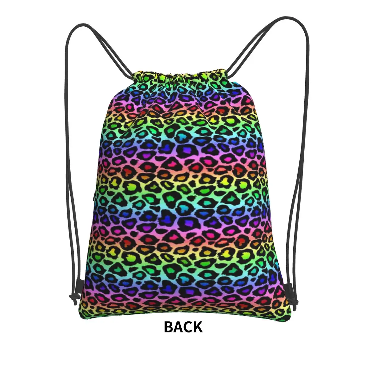 Colofrul Rainbow Leopard Print Animal Skin Cheetah Backpacks Casual Drawstring Bundle Pocket Shoes Bag Book Bags Travel Students