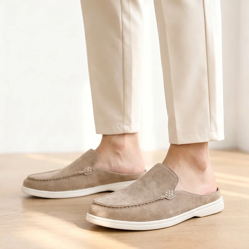 Men's Lightweight Casual Shoes Four Seasons Breathable Soft Sole Non Slip Comfort Walking Shoes Fashion Versatile Semi Slippers