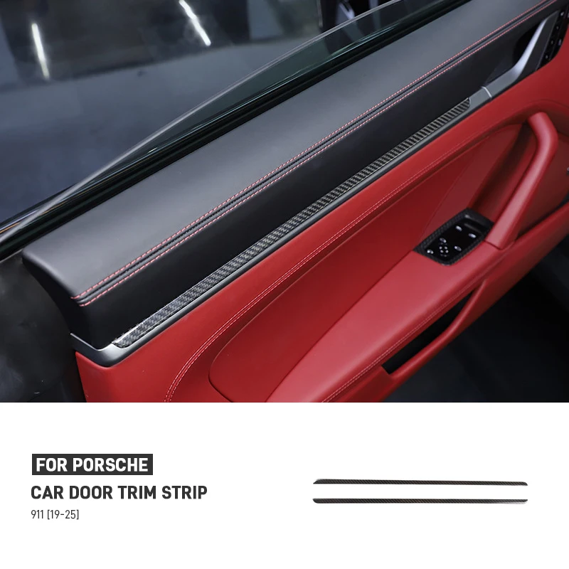 

Real Dry Carbon Fiber Car Inner Door Panel Strip Cover Trim Decorate Sticker Interior Accessories For Porsche 911 992 2019-2025