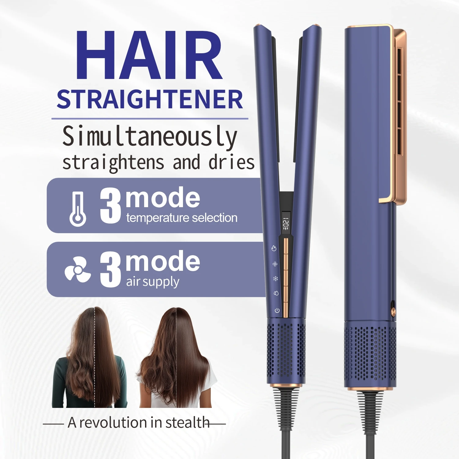 2 in 1 Ionic Hair Straightener, Professional Curling Comb, Low Moq, Free Dryer Included, Salon Quality Styling Tool