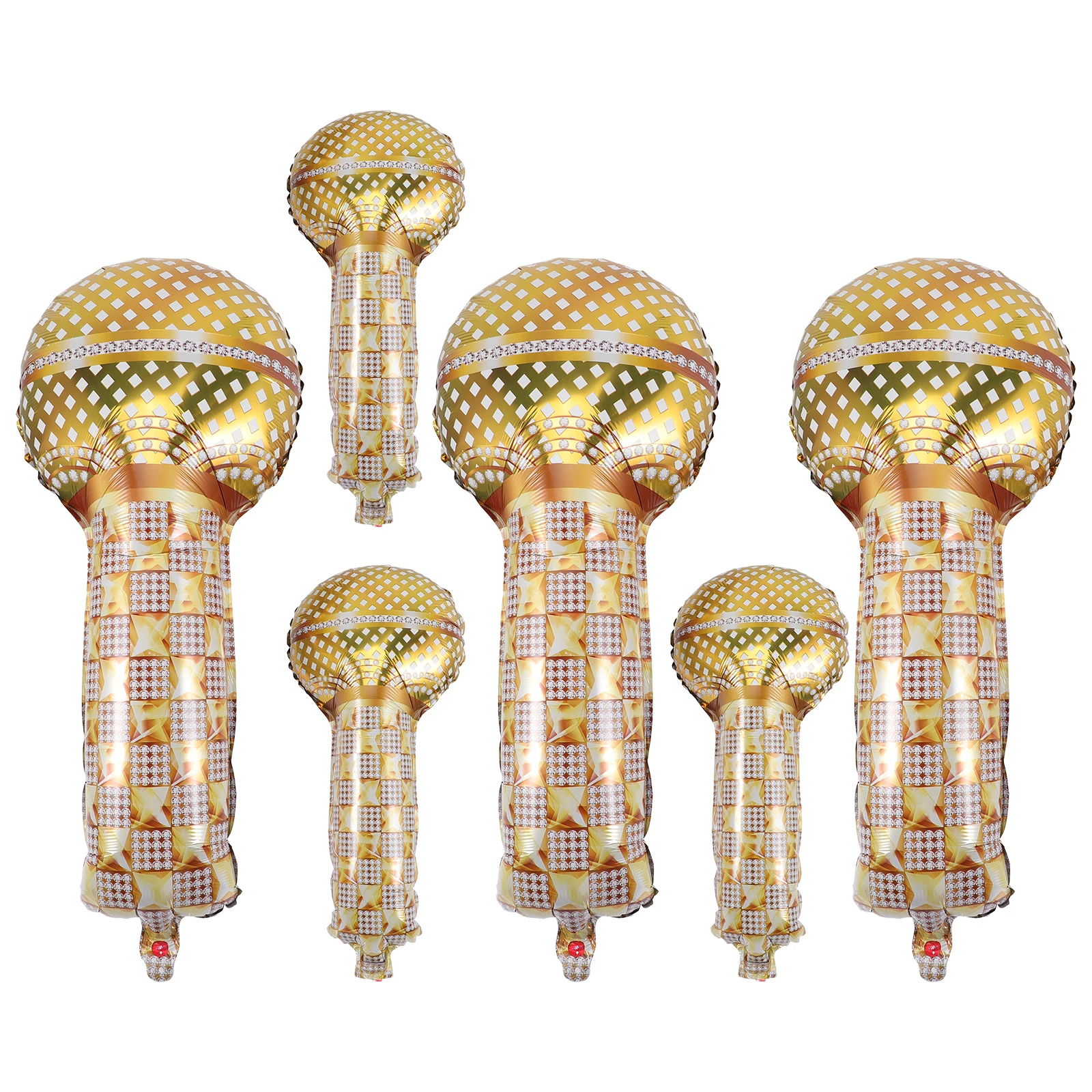 

6pcs Microphone Golden Small 3 Large 3 Aluminum Foil for Party Wedding Aluminum Foil Balloons For Shower Decorations