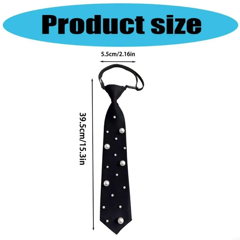 ربطة عنق L5YA أنيقة مربوطة مسبقًا مع لؤلؤ مزين بنسيج بوليستر للنساء، لا حاجة إلى عقد ربطة عنق لملابس رسمية أو غير رسمية