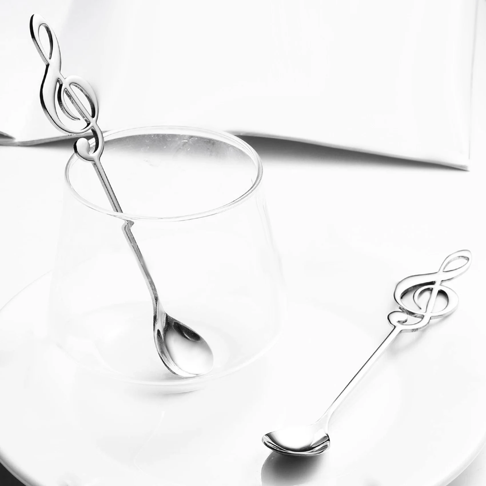 

[Superx&KND]12 Pack Cute Teaspoons Stainless Steel Musical Notation Shaped Coffee Spoons Dessert Cake Ice Cream Sugar Spoon