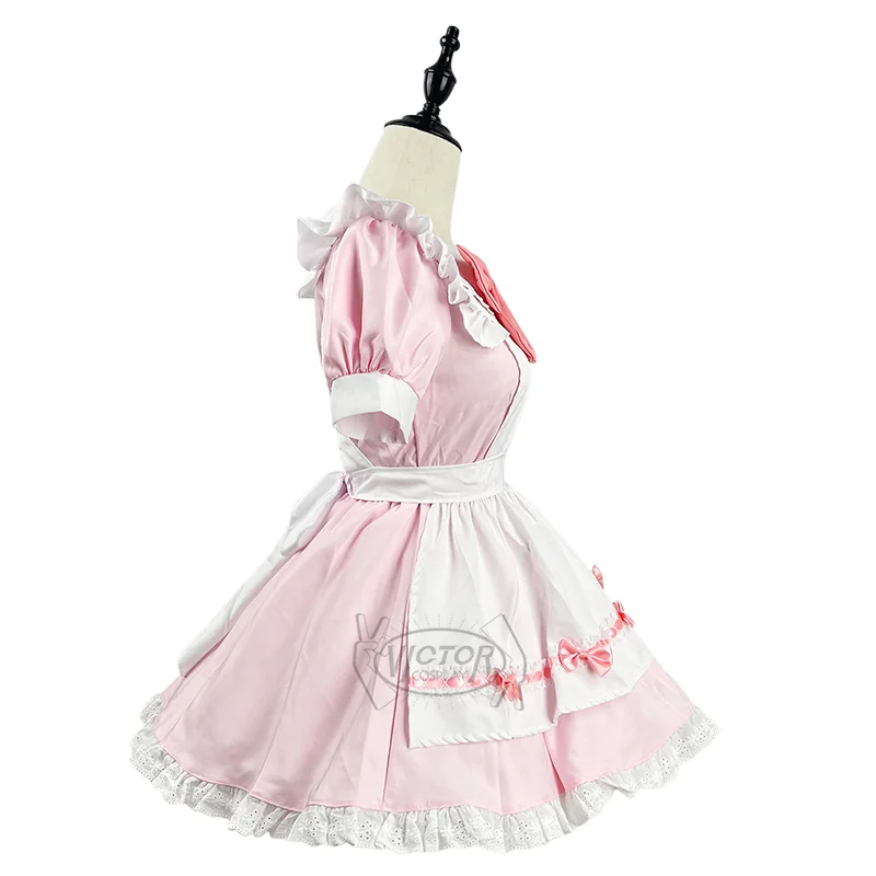 Vestido de sirvienta Lolita negro, disfraz de Cosplay de gato, traje de mucama para niña, nuevo