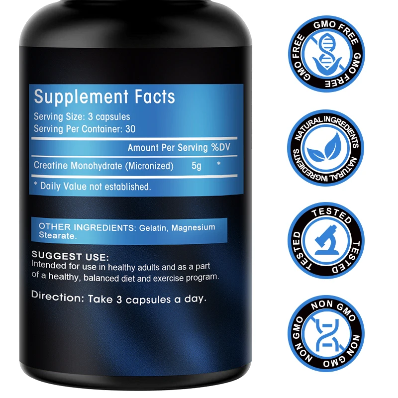 Kexinsh Creatine Monohydrate Capsules Gain Strength, Build Muscle & Enhance Performance for Muscle Endurance, Non-GMO