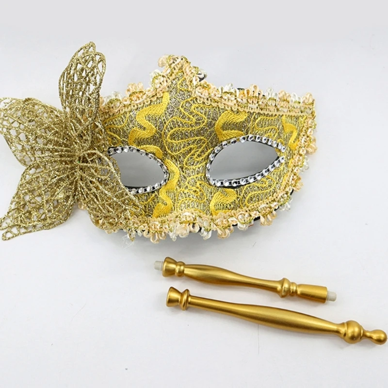 

Venetian Mask Women Masquerade Mask Halloween Party Mask with Holding Half Face Mask Mardi Gras Mask