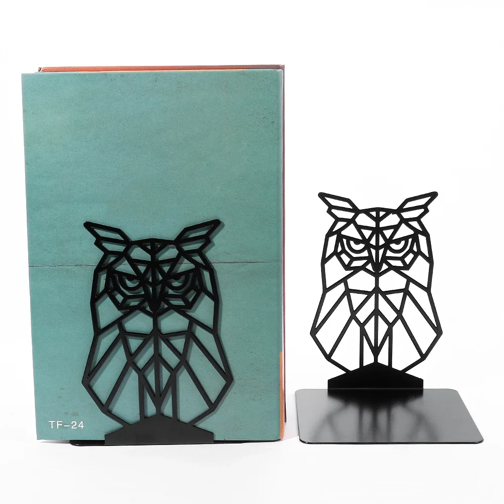 Simples oco coruja bookends preto literatura sala de estudo ornamento requintado livro suporte presente ferro 1 par individualidade livro titular