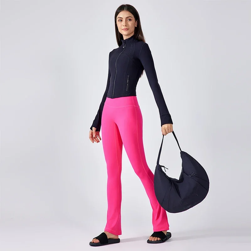 2024 F/W New Short Stand Up Yoga Jacket for Women, Slim Fit and Slimming Fitness Suit, Outdoor Running Sports Cardigan Jacket