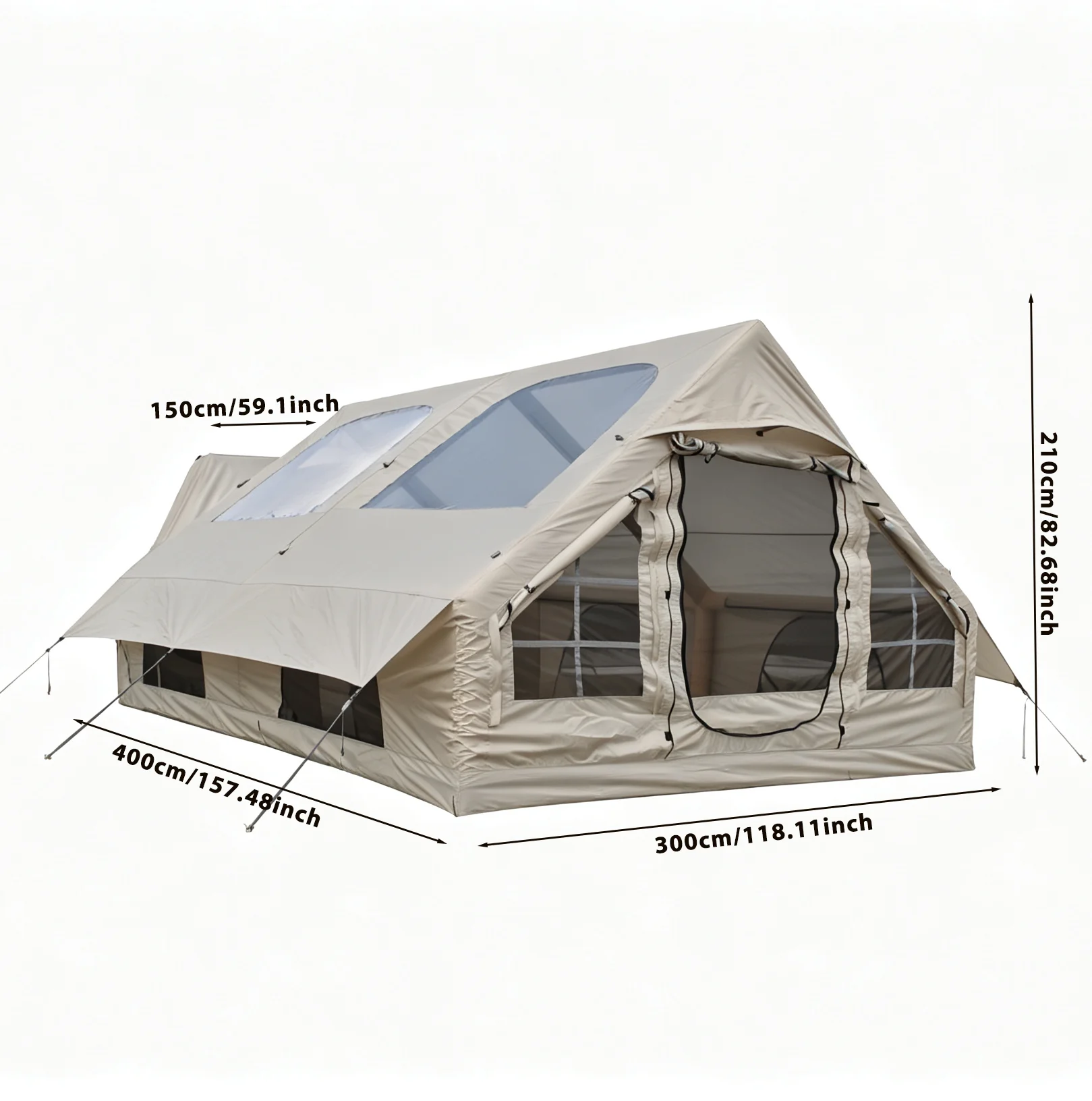 Luxury 12 Square Meter Inflatable Car Rear Tent for Camping, Spacious 6-8 Person Outdoor Shelter, Dual Skylight Windows