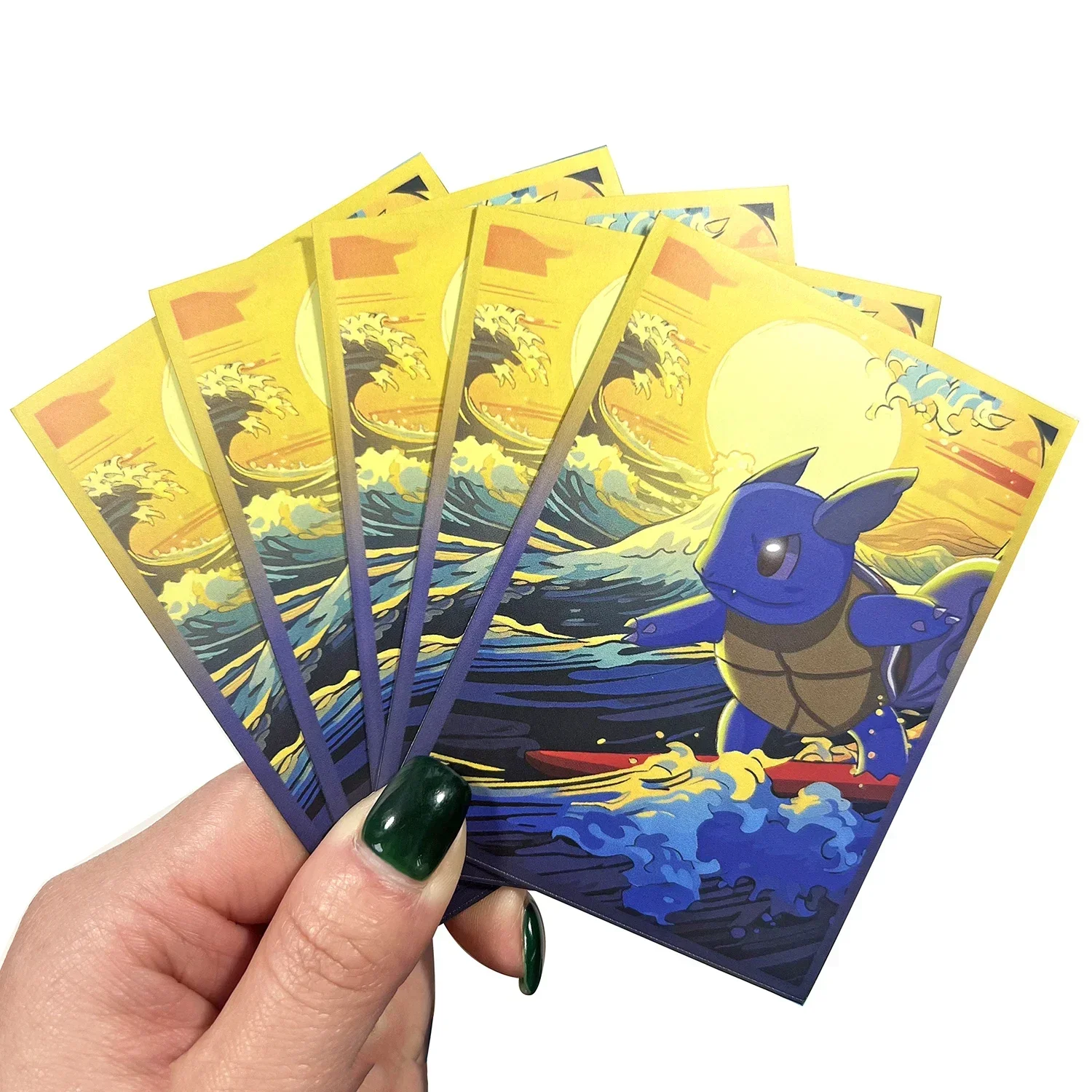 60pc 66x91mm Standard Size Card Protector Pokemon Tortoise Great Wave Board Game Card Sleeves Playing Game TCG Card Cover Shield