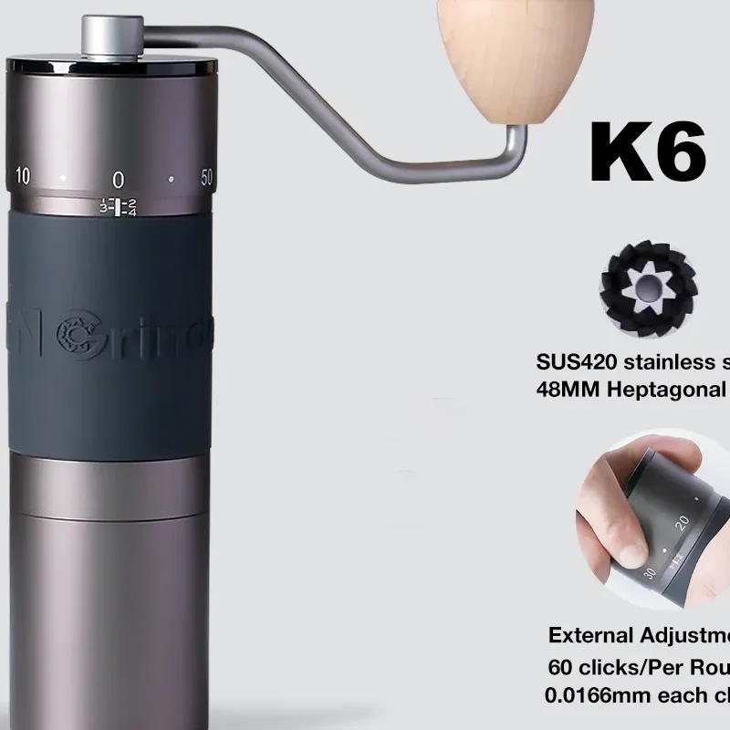 Kingrinder-Manual Coffee Grinder 420 Stainless Steel Burr Grinding Core Portable Coffee Mill Baja Tahan Karat K4 K6 38mm 48mm