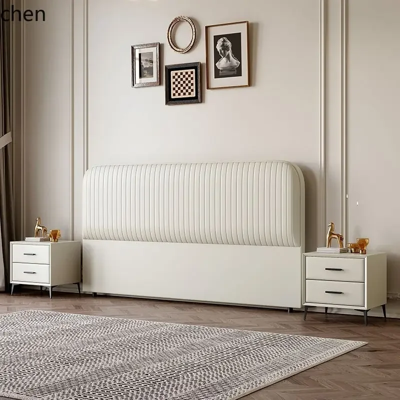 Soft Bed Simple Solid Wood Cream Style Integrated Floor Single Headboard