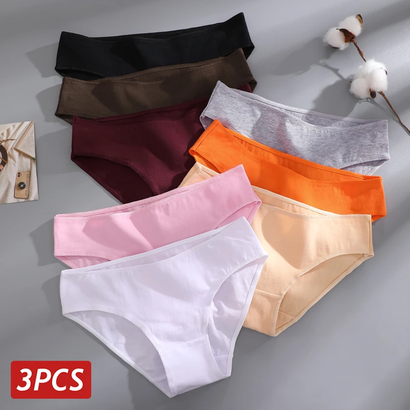 3Pcs Seamless Panties for Women Cotton Underwear Sexy Low Rise Briefs Girls Breathable Soft Lignerie Female Solid Color Underpan