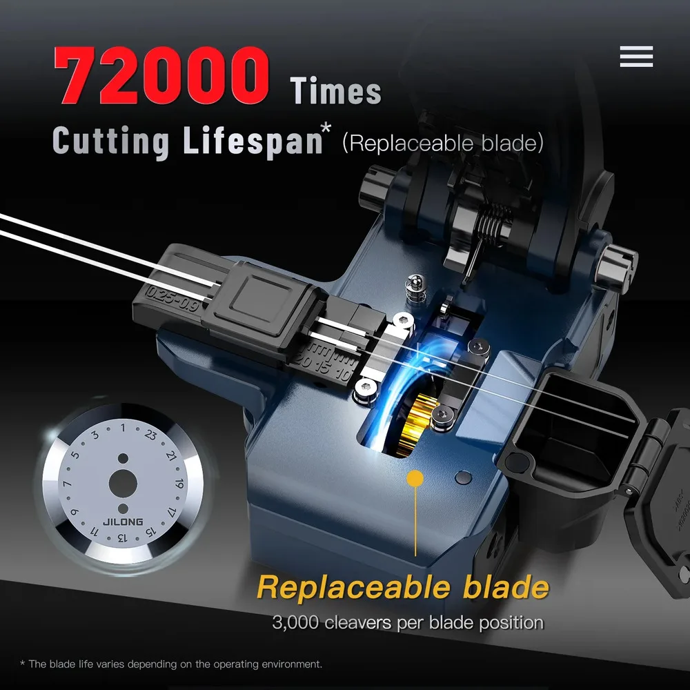 High Precision JILong KL-33F One-Step All Metal  72,000 Fiber Cleaver Processing 3 Fixtures Cutting Angle Less Than 0.5 Degree